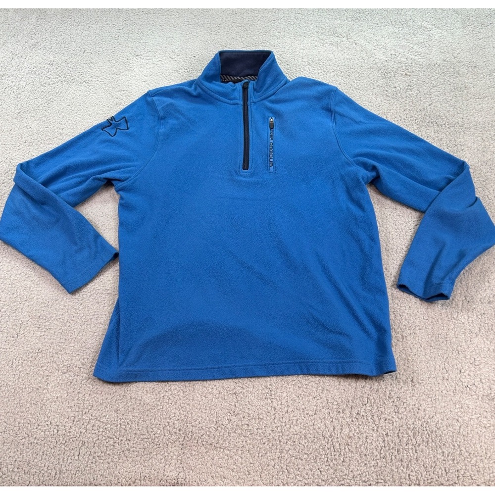 Under Armour Pullover Mens Large Blue Fleece Half Zip Embroidered Logo Jacket